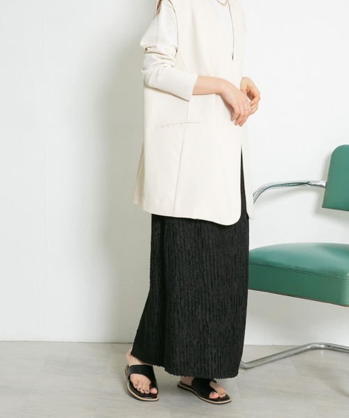 KBF（ケイビーエフ）の「ストライプジャガードフレアスカート（スカート・レディース・グリーン系その他/ブラック/オフホワイト・ONE）」の2枚目の写真