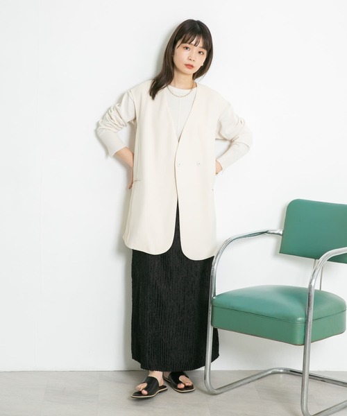 KBF（ケイビーエフ）の「ストライプジャガードフレアスカート（スカート・レディース・グリーン系その他/ブラック/オフホワイト・ONE）」の5枚目の写真