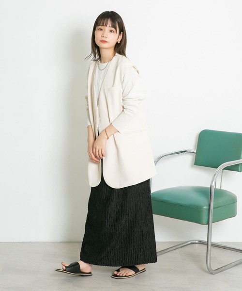 KBF（ケイビーエフ）の「ストライプジャガードフレアスカート（スカート・レディース・グリーン系その他/ブラック/オフホワイト・ONE）」の6枚目の写真