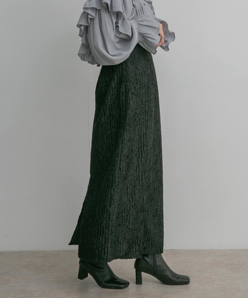 KBF（ケイビーエフ）の「ストライプジャガードフレアスカート（スカート・レディース・グリーン系その他/ブラック/オフホワイト・ONE）」の9枚目の写真