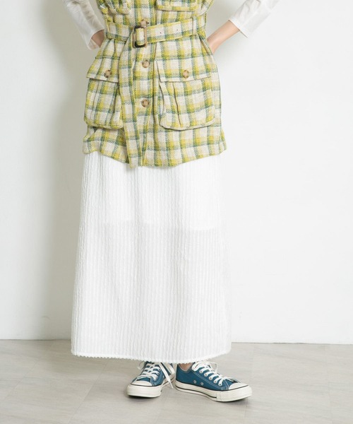 KBF（ケイビーエフ）の「ストライプジャガードフレアスカート（スカート・レディース・グリーン系その他/ブラック/オフホワイト・ONE）」の14枚目の写真