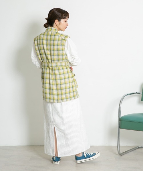 KBF（ケイビーエフ）の「ストライプジャガードフレアスカート（スカート・レディース・グリーン系その他/ブラック/オフホワイト・ONE）」の17枚目の写真