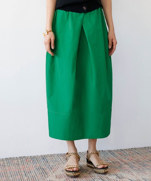 ELFRANK（エルフランク）の「ボックスタックコクーンシルエットミディ丈スカート（スカート・レディース・ブラック/パープル/グリーン/イエロー/ピンク・FREE）」の10枚目の写真