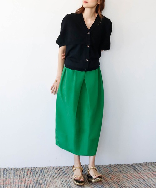 ELFRANK（エルフランク）の「ボックスタックコクーンシルエットミディ丈スカート（スカート・レディース・ブラック/パープル/グリーン/イエロー/ピンク・FREE）」の13枚目の写真