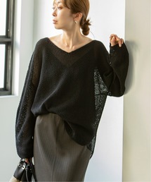 Noble | ペーパーヤーン カノコ Back Vプルオーバー◆(ニット/セーター)