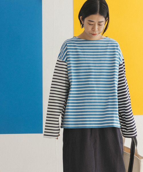 FORK&SPOON（フォークアンドスプーン）の「FORK&SPOON　CPボートネックボーダー（Tシャツ/カットソー・レディース・ホワイト系その他/ブルー系その他・ONE）」の2枚目の写真