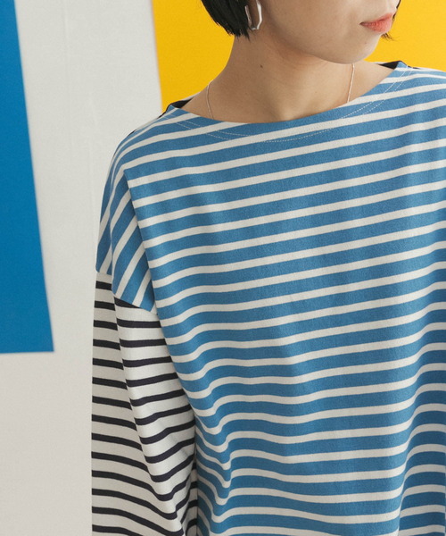 FORK&SPOON（フォークアンドスプーン）の「FORK&SPOON　CPボートネックボーダー（Tシャツ/カットソー・レディース・ホワイト系その他/ブルー系その他・ONE）」の22枚目の写真