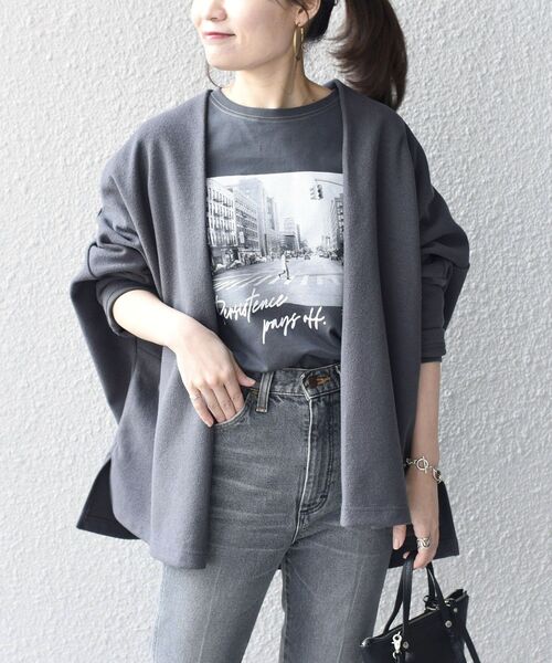 SHIPS（シップス）の「〈手洗い可能〉 ダブルフェイス ショート 羽織り ◇（その他アウター・レディース・オフホワイト/ダークグレー/ライトグリーン/ピンク・ONE SIZE）」の3枚目の写真