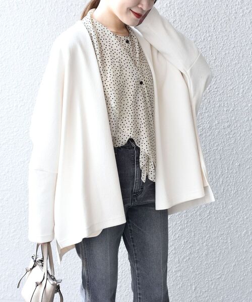 SHIPS（シップス）の「〈手洗い可能〉 ダブルフェイス ショート 羽織り ◇（その他アウター・レディース・オフホワイト/ダークグレー/ライトグリーン/ピンク・ONE SIZE）」の19枚目の写真