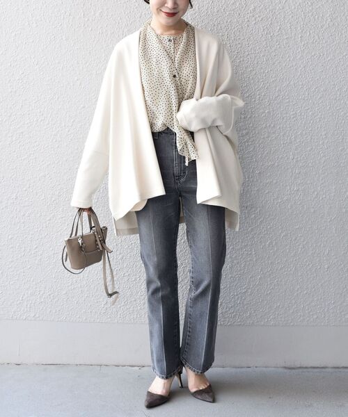 SHIPS（シップス）の「〈手洗い可能〉 ダブルフェイス ショート 羽織り ◇（その他アウター・レディース・オフホワイト/ダークグレー/ライトグリーン/ピンク・ONE SIZE）」の22枚目の写真