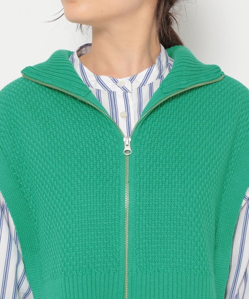 mysty woman（ミスティウーマン）の「衿ジップニットベスト 275289（ベスト・レディース・ブラック/グリーン/アイボリー・FREE）」の14枚目の写真