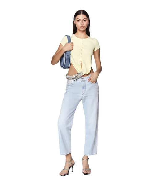 DIESEL（ディーゼル）の「レディース 半袖 リブ トップス ベルトディテール（Tシャツ/カットソー・レディース・ホワイト/ブラック/イエロー・MEDIUM/SMALL/X-SMALL/LARGE）」の14枚目の写真