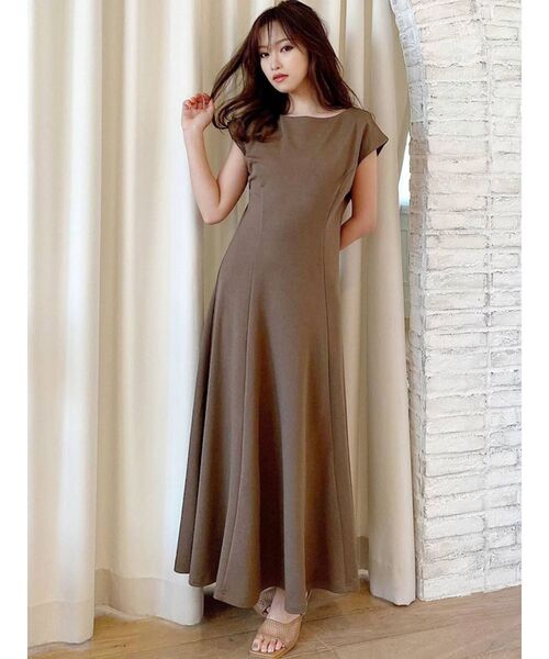 RESEXXY（リゼクシー）の「フレンチスリーブロングワンピース（ワンピース・レディース・ブラック/ベージュ/ブラウン/ピンク・FREE）」の9枚目の写真