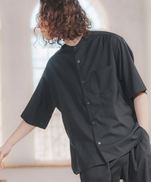 CAMBIO(カンビオ)の「mhs1824-クリックライトバンドカラーシャツS-S(シャツ/ブラウス・メンズ・ブラック/グレー・M/LL/L)」の3枚目の写真