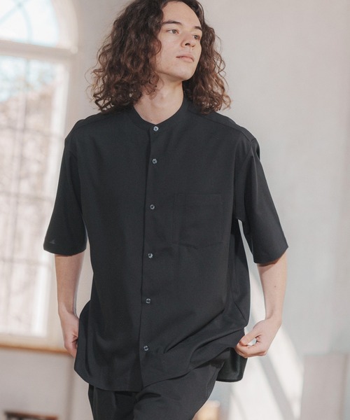 CAMBIO(カンビオ)の「mhs1824-クリックライトバンドカラーシャツS-S(シャツ/ブラウス・メンズ・ブラック/グレー・M/LL/L)」の5枚目の写真