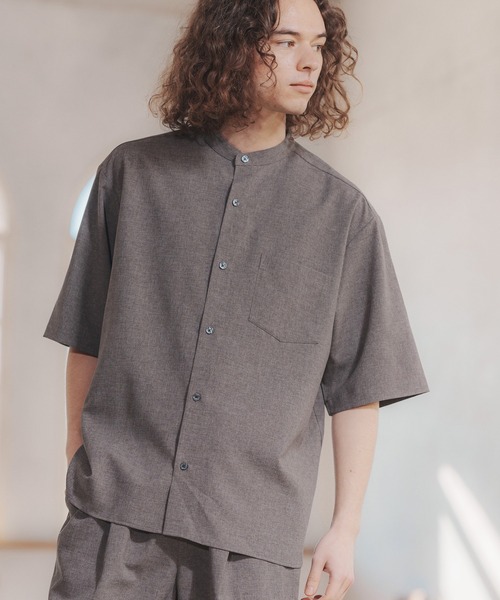 CAMBIO(カンビオ)の「mhs1824-クリックライトバンドカラーシャツS-S(シャツ/ブラウス・メンズ・ブラック/グレー・M/LL/L)」の10枚目の写真