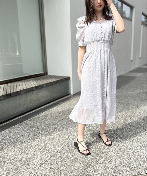 NOMAE（ノーマエ）の「刺繍ギャザースリーブワンピース