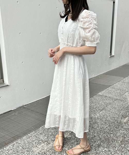 NOMAE（ノーマエ）の「刺繍ギャザースリーブワンピース