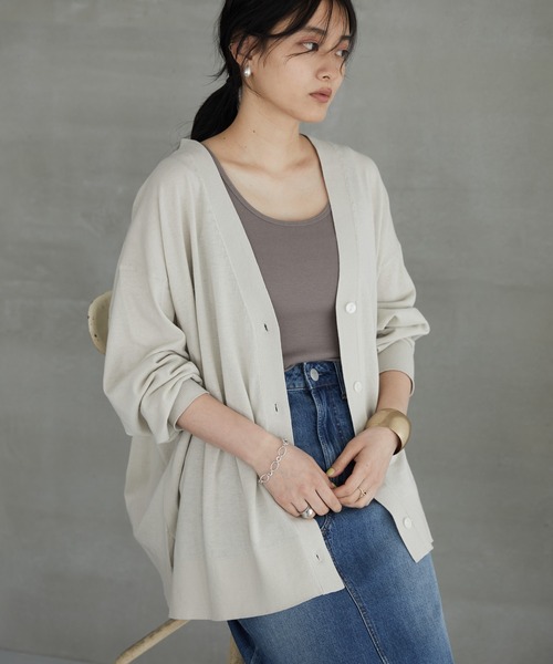 AMERICAN HOLIC(アメリカンホリック)の「UV加工ミディカーディガン(カーディガン/ボレロ・レディース・ライトグレー/ブラック/ブラウン/サックスブルー/イエロー/ラベンダー・M/L)」の3枚目の写真