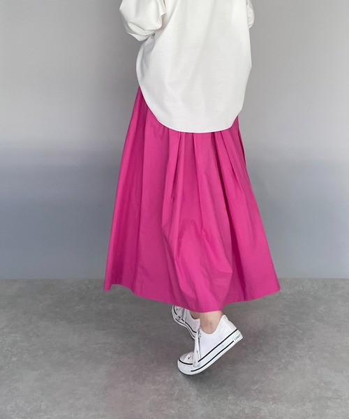 PICCIN（ピッチン）の「タイプライタータックスカート（スカート・レディース・チャコールグレー/ピンク/グリーン・M）」の4枚目の写真