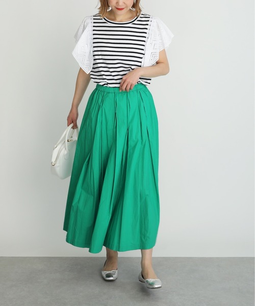 PICCIN（ピッチン）の「タイプライタータックスカート（スカート・レディース・チャコールグレー/ピンク/グリーン・M）」の6枚目の写真