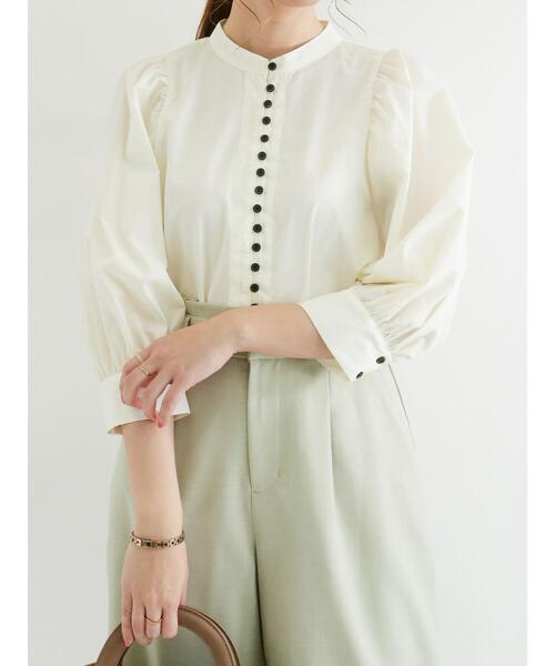 Te chichi（テチチ）の「ブロードフロントボタンブラウス（シャツ/ブラウス・レディース・ネイビー/オフホワイト/クリーム・ﾌﾘ-）」の5枚目の写真