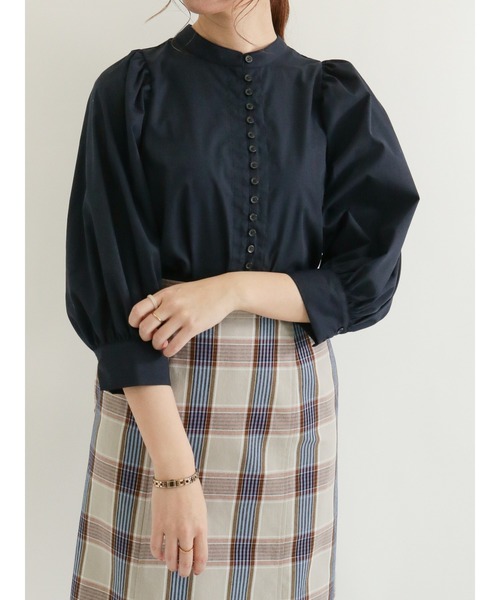 Te chichi（テチチ）の「ブロードフロントボタンブラウス（シャツ/ブラウス・レディース・ネイビー/オフホワイト/クリーム・ﾌﾘ-）」の3枚目の写真