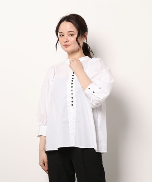 Te chichi（テチチ）の「ブロードフロントボタンブラウス（シャツ/ブラウス・レディース・ネイビー/オフホワイト/クリーム・ﾌﾘ-）」の6枚目の写真