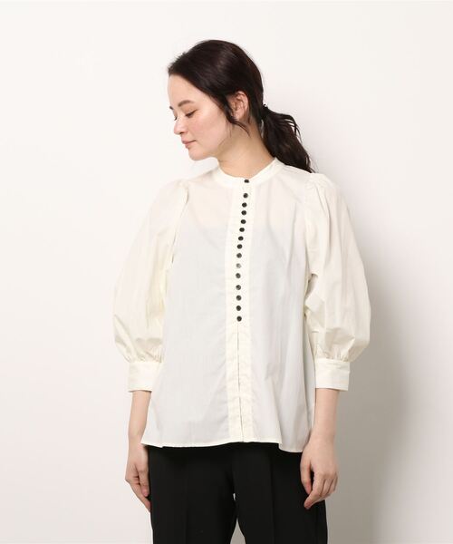 Te chichi（テチチ）の「ブロードフロントボタンブラウス（シャツ/ブラウス・レディース・ネイビー/オフホワイト/クリーム・ﾌﾘ-）」の7枚目の写真