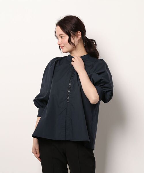 Te chichi（テチチ）の「ブロードフロントボタンブラウス（シャツ/ブラウス・レディース・ネイビー/オフホワイト/クリーム・ﾌﾘ-）」の8枚目の写真