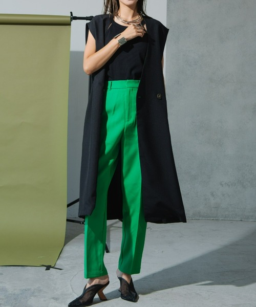 AIC.（エーアイシー）の「ノーカラーダブルボタンロングジレベスト（ベスト・レディース・ブラック/アイボリー・FREE）」の3枚目の写真