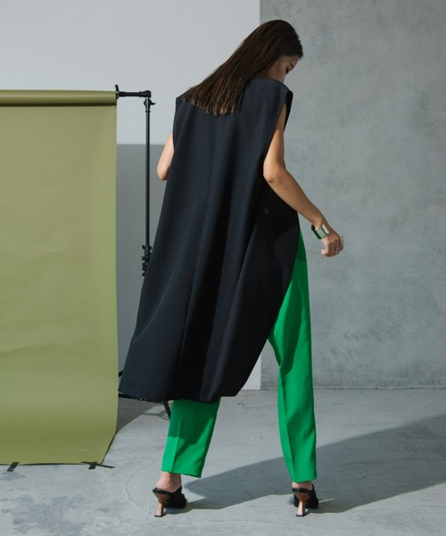 AIC.（エーアイシー）の「ノーカラーダブルボタンロングジレベスト（ベスト・レディース・ブラック/アイボリー・FREE）」の8枚目の写真