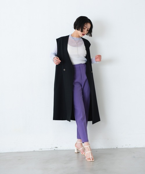 AIC.（エーアイシー）の「ノーカラーダブルボタンロングジレベスト（ベスト・レディース・ブラック/アイボリー・FREE）」の16枚目の写真