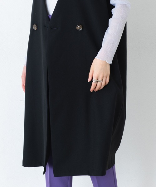 AIC.（エーアイシー）の「ノーカラーダブルボタンロングジレベスト（ベスト・レディース・ブラック/アイボリー・FREE）」の17枚目の写真