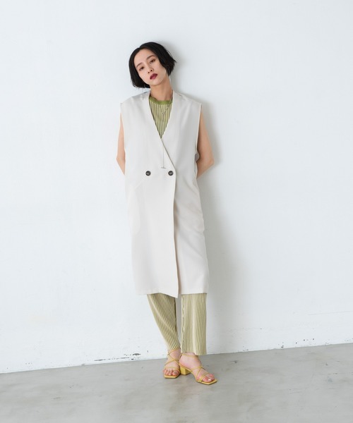 AIC.（エーアイシー）の「ノーカラーダブルボタンロングジレベスト（ベスト・レディース・ブラック/アイボリー・FREE）」の22枚目の写真