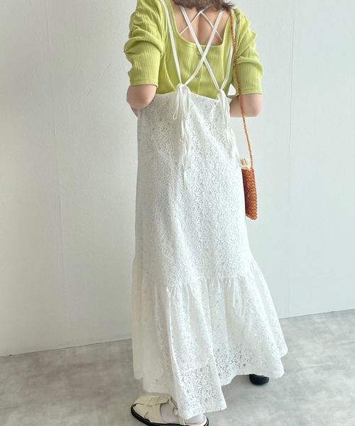 w closet(ダブルクローゼット)の「ティアードキャミワンピース(ワンピース・レディース・オフホワイト/ベージュ/ブラウン/ホワイト・FREE)」の13枚目の写真