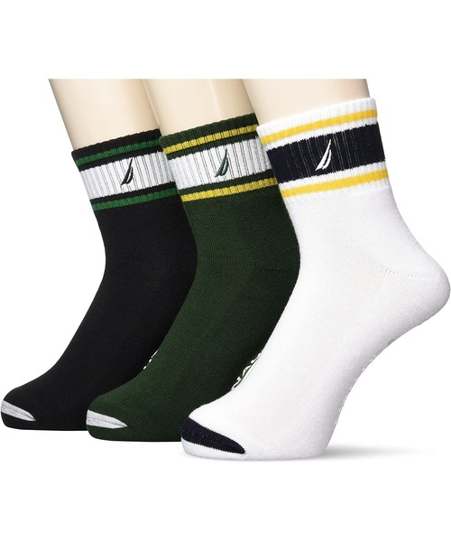 NAUTICA（ノーティカ）の「NAUTICA/ノーティカ ブランドロゴ刺繍 シンプル マルチカラー 3足セット ショートソックス 靴下（ソックス/靴下・メンズ・その他2/その他1/その他/その他3・25-27CM）」の2枚目の写真