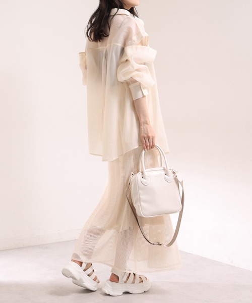 one after another NICE CLAUP（ワンアフターアナザーナイスクラップ）の「2WAYスクエアショルダーバッグ（ショルダーバッグ・レディース・アイボリー/ブラック/ピンク・ONE SIZE）」の7枚目の写真