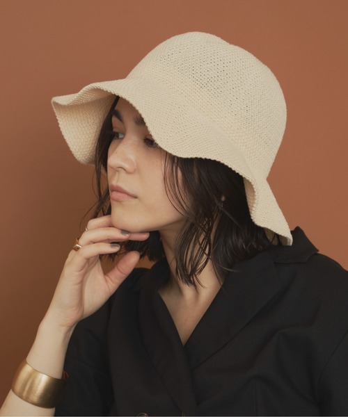 Aunt Marie's(アントマリーズ)の「シンプルリネンストローハット(ハット・レディース・ベージュ/アイボリー・FREE)」の2枚目の写真