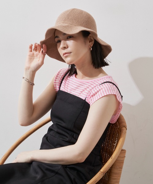 Aunt Marie's(アントマリーズ)の「シンプルリネンストローハット(ハット・レディース・ベージュ/アイボリー・FREE)」の9枚目の写真