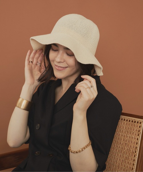 Aunt Marie's(アントマリーズ)の「シンプルリネンストローハット(ハット・レディース・ベージュ/アイボリー・FREE)」の11枚目の写真