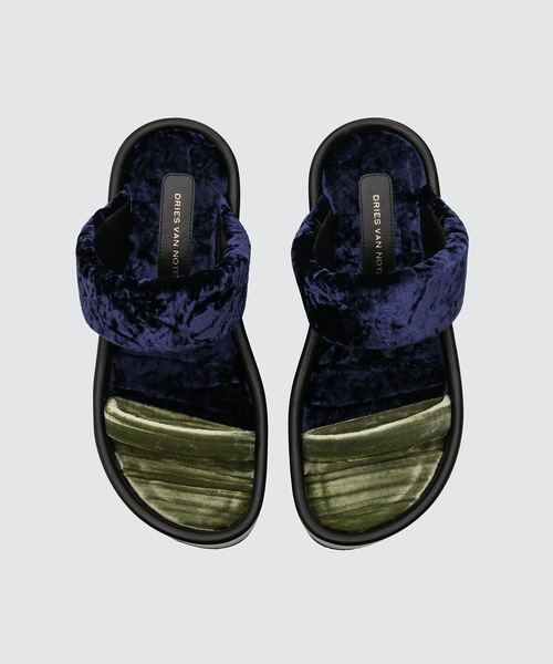 靴 DRIES VAN NOTEN LADIES SANDALS QU603 Dries Van Noten Snake-Embossed Leather Thong Platform