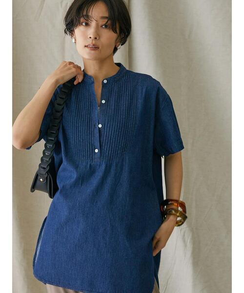 AMERICAN HOLIC(アメリカンホリック)の「ピンタックデニムシャツチュニック(シャツ/ブラウス・レディース・インディゴブルー・M/L)」の6枚目の写真