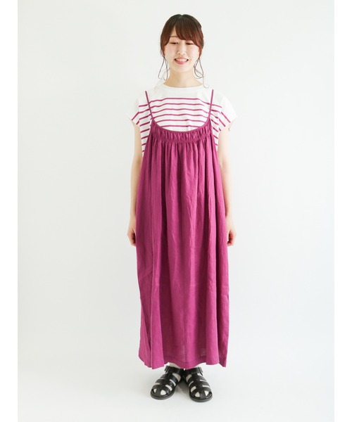 Samansa Mos2（サマンサ モスモス）の「シャーリングキャミワンピース（ワンピース・レディース・ブラック/ベージュ/ピンク/キナリ・ﾌﾘ-）」の15枚目の写真