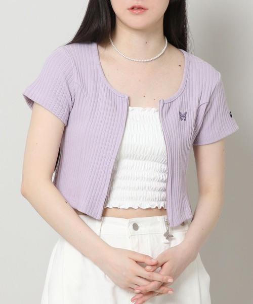 FANCY CLUB（ファンシークラブ）の「NASTY FANCY CLUB／SQUAR NECK ZIP　2299067（カーディガン/ボレロ・レディース・ライトブルー/ブラック/パープル・FREE）」の3枚目の写真