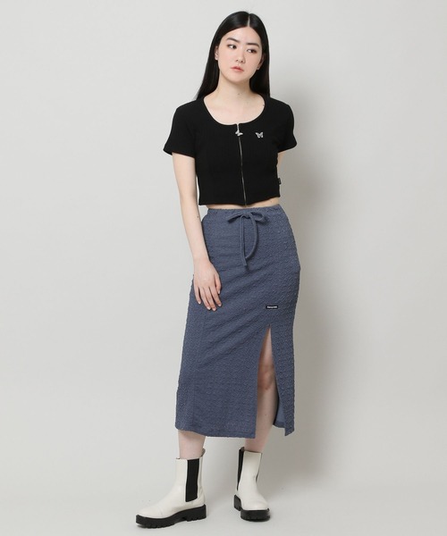 FANCY CLUB（ファンシークラブ）の「NASTY FANCY CLUB／SQUAR NECK ZIP　2299067（カーディガン/ボレロ・レディース・ライトブルー/ブラック/パープル・FREE）」の4枚目の写真