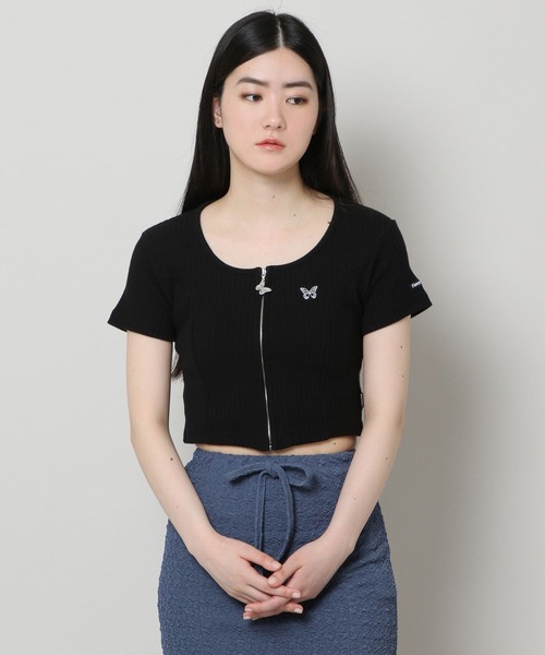 FANCY CLUB（ファンシークラブ）の「NASTY FANCY CLUB／SQUAR NECK ZIP　2299067（カーディガン/ボレロ・レディース・ライトブルー/ブラック/パープル・FREE）」の5枚目の写真