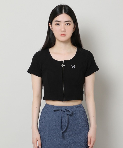 FANCY CLUB（ファンシークラブ）の「NASTY FANCY CLUB／SQUAR NECK ZIP　2299067（カーディガン/ボレロ・レディース・ライトブルー/ブラック/パープル・FREE）」の7枚目の写真