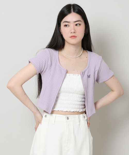 FANCY CLUB（ファンシークラブ）の「NASTY FANCY CLUB／SQUAR NECK ZIP　2299067（カーディガン/ボレロ・レディース・ライトブルー/ブラック/パープル・FREE）」の9枚目の写真