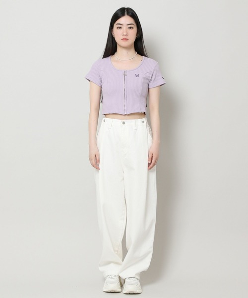 FANCY CLUB（ファンシークラブ）の「NASTY FANCY CLUB／SQUAR NECK ZIP　2299067（カーディガン/ボレロ・レディース・ライトブルー/ブラック/パープル・FREE）」の10枚目の写真